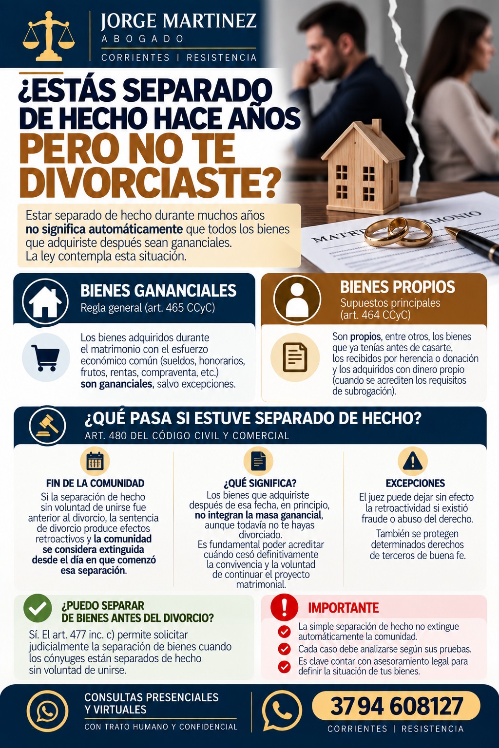 Guía del estudio: Separación de hecho y bienes